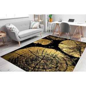 Tapis effet bois craquelé doré, Tapis imprimé moderne, Tapis artistique, Tapis dorés, Tapis à poils doux - Product Image 3