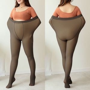 Leggings de punto con forro polar grueso translúcido de imitación de felpa, cálidos para invierno, para <span class=keywords><strong>mujer</strong></span> - Product Image 3