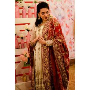Tissu en satin de soie marron pour femmes - Occasion mariage et fiançailles - Ajn-0022 - Product Image 2