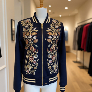 Femmes Crop Laine Varsity Vestes Couleur Unie Collège Laine Veste Dames Automne Hiver Imprimer Broderie Courte Varsity Vestes - Product Image 4