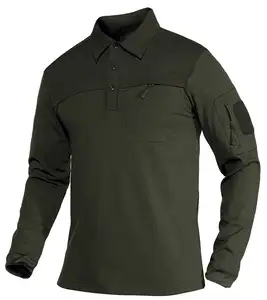 Chemise à manches longues personnalisée pour homme, respirante, légère, en polyester/coton, pour le travail, la sécurité, le paintball, avec fermeture éclair brodée - Product Image 3