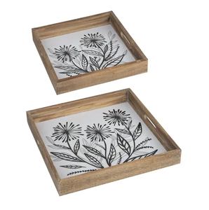 Elegante bandeja de madera para servir con diseños impresos personalizados, bandeja artesanal para comida, cocina y uso doméstico, decorativa con asas - Product Image 6