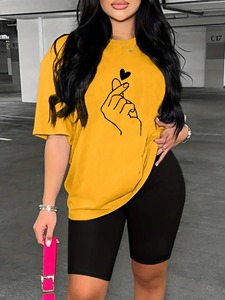 ชุดเสื้อผ้า2ชิ้นแบบลำลองมีสไตล์สำหรับผู้หญิงชุด2ชิ้นกางเกงขาสั้นพิมพ์ลายสำหรับ100% 2025ผ้าฝ้ายระบายอากาศได้ดี - Product Image 3