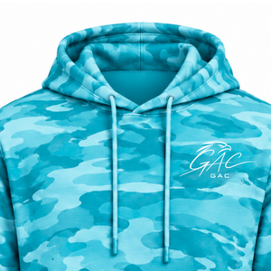Sweat-shirt à capuche camouflage turquoise, pull à manches longues avec poche kangourou et poignets côtelés, vêtement streetwear tendance - Product Image 3