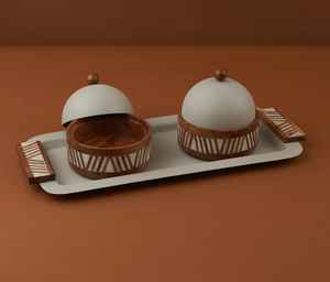 Modern Design <b>Desserts</b> serving <b>Set</b> With Tray and <b>Bowl</b> With Lid Elegant MOP Work for Wedding Gift in Wholesale Best Price - Product Image 3