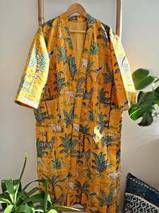 Veste Kimono Kantha de style européen fait à la main, imprimé floral, festif, naturel, taille libre 6XL pour anniversaire de mariage - Product Image 6