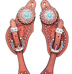 Top Quality Leather Western Spur <b>Straps</b> Very Fine Quality Hand Carving Silver Plated Concho and <b>Buckle</b> at Affordable Price - Product Image 1