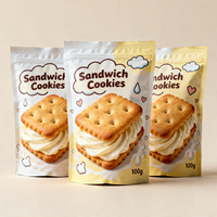 Sachet d'emballage pour biscuits et snacks, en plastique brillant, personnalisé avec logo, écologique, anti-humidité, de qualité supérieure