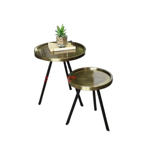 Mesa auxiliar de Metal de alta calidad moderna, tapa de Oro Negro dorado para sala de estar, dormitorio, decoración de jardín, mesas de café, producto - Product Image 1
