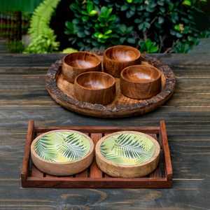 Juego de cuencos para servir de madera Natural hechos a mano de alta calidad, restaurante de Hotel en casa personalizado altamente pulido, India tallada moderna - Product Image 6