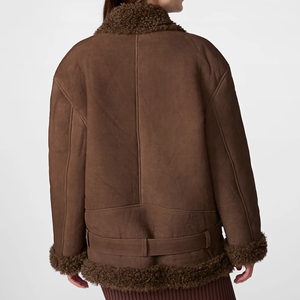 Chaqueta de motorista de cuero PU de alta calidad para mujer, logotipo personalizado, tejido de lana de invierno, uso en motocicleta al aire libre, algodón transpirable para otoño - Product Image 3