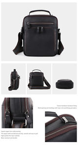 Unisex Genuine <b>Leather</b> <b>Crossbody</b> <b>Bag</b> Retro Business Style Large Capacity Portable Fashion Handbag with Zipper Closure - Product Image 5