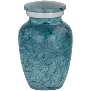 Urna de cremación de metal de diseño vintage de color azul cielo con colores y tamaños personalizados para el hogar a precios al por mayor - Product Image 1