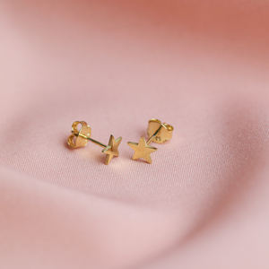 Pendientes de Botón con Diseño de Estrella Lisa Chapados en Oro de Moda, Joyería Turca Hecha a Mano en Plata de Ley 925 para Aniversario y Fiesta - Product Image 6