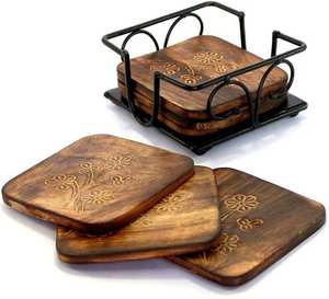 Wholesale <b>Wood</b> Coasters with Custom Engraving <b>Mat</b>/Pad Coffee <b>Table</b> Accessories Kitchen Party Wedding Bulk Walnut Coasters - Product Image 6