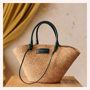 Bolso de rafia tejido artesanal moderno, bolso de ratán natural y algas marinas con impresionantes detalles en perlas y diamantes, ligero y elegante - Product Image 3