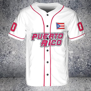 Maillot de baseball unisexe Porto Rico AOP Nom et numéro personnalisés Vêtements de sport Tailles XS-5XL pour adultes - Product Image 1