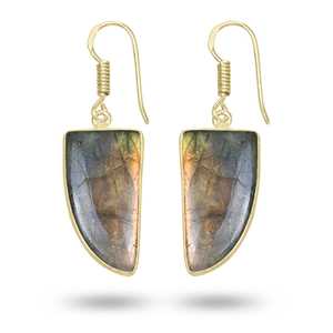 Labradorite Earring Simple Fashion Exquisite Temperament Design Advanced Sense Popular Handmade Jewelry 18k Gold plated brass - Product Image 2