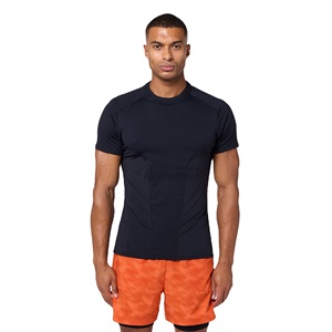 Vêtements de sport en gros, coton et élasthanne, t-shirt de fitness pour homme à manches courtes, coupe ajustée, respirant, motif imprimé personnalisé - Product Image 1