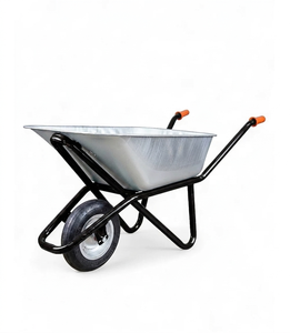 Professional 100L Galvanized Metal <b>Wheelbarrow</b> Heavy Duty Pneumatic Wheel Unassembled Kit Durable for Farm Use - Product Image 1