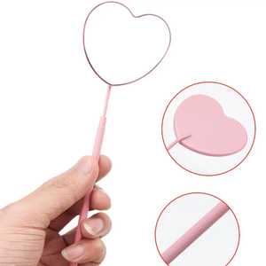 Nouveau design, miroir de maquillage portable en acier inoxydable plaqué or en forme de cœur carré, 3X écologique, pour extensions de cils, privé - Product Image 3