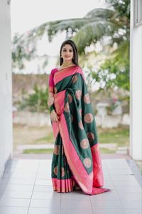 Soft Silk Saree with <strong>Warli</strong> Type Weaving Pallu and RICH WEAVING RICH BLOUSE Form Indian &amp; Pakistani Clothing
