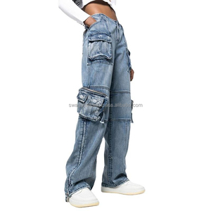 Nueva moda para mujer, ropa informal para exteriores, pantalones vaqueros de mezclilla, transpirables, de secado rápido, logotipo personalizado, estampado y Color personalizado - Product Image 2