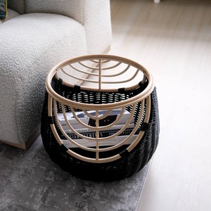 Panier de rangement multifonctionnel moderne en rotin naturel noir, respectueux de l'environnement - Product Image 4
