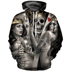 Sudaderas con capucha personalizadas al por mayor con estampado de sublimación de calavera con capucha para la temporada de primavera de alta calidad con material de primera calidad - Product Image 6