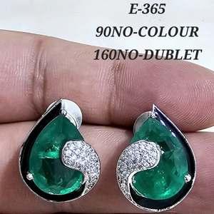 Pendientes de lágrima de Esmeralda verde, acento de diamante, joyería de plata de ley de lujo hecha a mano, accesorio de compromiso de boda elegante, regalo - Product Image 1