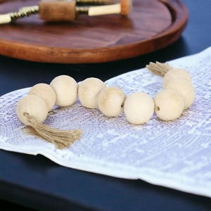 Guirnalda de cuentas de madera de doble tono terracota y cuentas de madera natural granja rústica Boho yute borlas hebra de madera hecha a mano de moda - Product Image 5
