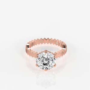 9K Gold Moissanite Diamond Engagement <b>Ring</b> Portuguese Cut Elegant and Luxurious - Product Image 5