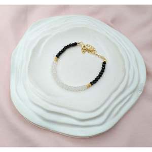 Gold Plated Beaded Bracelet with Black Spinel Rainbow Moonstone Onyx Zircon & Pearl <b>Charm</b> <b>Bangles</b> for Gifts - Product Image 2