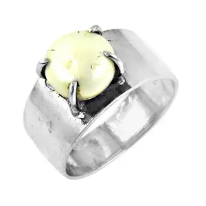 Romantic Silver <b>Ring</b> with Yellow Cut Gemstone <b>Dainty</b> Fine Jewelry for Women Rhodium Plated with Elegant Setting Gift for Her - Product Image 3