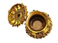 Boîte à Kumkum en laiton incrustée de nacre Tradnary, motif mosaïque gravé, forme personnalisée, sûre, haute qualité, bijoux Sindoor pour femme
