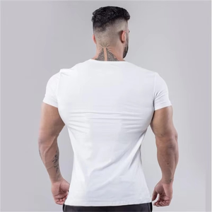 Camiseta de gimnasio de algodón liso 2025 para hombre, ropa de Fitness de manga corta con cuello en V, camisetas de entrenamiento de verano, camisetas ajustadas de talla grande - Product Image 3