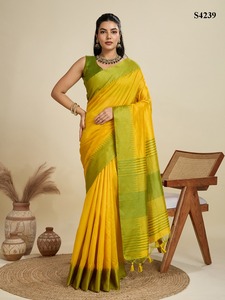 Soie brute Khadi de qualité supérieure avec bordure tissée Saree Fabricant et fournisseur de mode pour femme de Surat au taux le plus bas - Product Image 2
