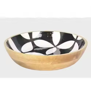 Cuencos de madera Impreso Calcomanía interior Esmalte Ensalada de frutas de madera Ensaladera de madera natural 100% Uso ecológico Cuencos disponibles - Product Image 3