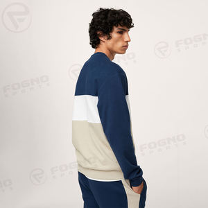Men Color <b>Block</b> Sweatshirt 100% Cotton Hgih Quality Crewneck Sweatshirt For Men Pullover Basics Custom Logo Wholesale Streetwear - Product Image 2