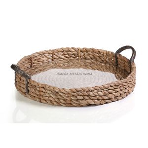 Plateau de service ovale en bronze antique avec poignées élégantes et surface texturée, parfait pour les divertissements élégants et les accents de maison - Product Image 2