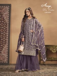 Traje Sharara de trabajo de secuencia de bordado de red de diseñador más reciente de Fab Zone - Product Image 3