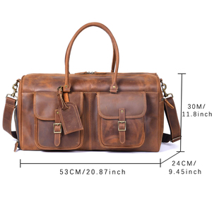 Sac de voyage pliable en cuir véritable avec fermeture éclair, design durable et imperméable, grande capacité, plusieurs poches pour les voyages - Product Image 2