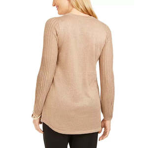 Maglione Marrone da Donna Taglia Piccola della Collezione JM con Maniche Plissettate, Top in Maglia - Product Image 2