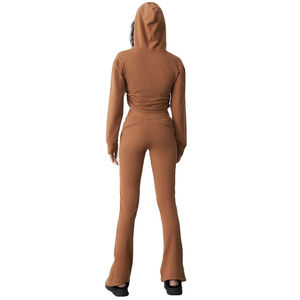 Conjuntos Deportivos de 2 Piezas con Logotipo Personalizado para Mujer, Trajes Deportivos para Correr, Traje Deportivo con Pantalones Acampanados para Mujer - Product Image 5