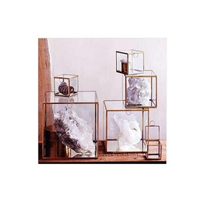 Nouveau Look meilleure forme or verre transparent et laiton terrarium bibelot anneau bijoux présentoir avec un design moderne - Product Image 4