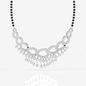 Women's Round Cut Moissanite Diamond <b>Necklace</b> 18K Gold Mangalsutra-Elegant and Luxurious Jewelry - Product Image 4