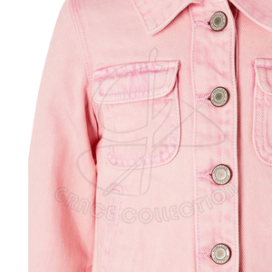 Best-Selling Fancy Crop Top Denim Jeans Jacket with Turn Down Collar Customizable Breathable <b>Fabric</b> Embroidery Decoration - Product Image 5