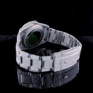 Montre Mécanique Hip Hop en Acier Inoxydable Entièrement Cloutée de Moissanite Diamant Rond Brillant pour Homme Clarté VVS - Product Image 4