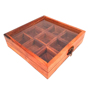 Boîte à épices en bois naturel personnalisée de la meilleure qualité, fabriquée à la main, pour hôtel restaurant à domicile en provenance d'Inde. - Product Image 1