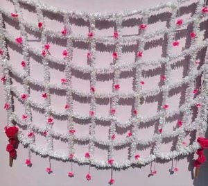 ผ้าคลุมหน้าเจ้าสาวโรแมนติก Phoolon ki chadar ดอกมะลิสีขาวออกแบบได้ตามต้องการงานแต่งงานแบบอินเดีย - Product Image 6